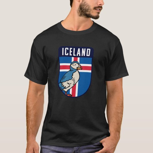 Island-Flagge mit Puffin - Island T-Shirt (Vorderseite)