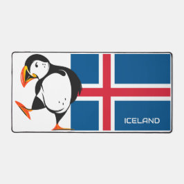 Island-Flagge mit Puffin Schreibtischunterlage