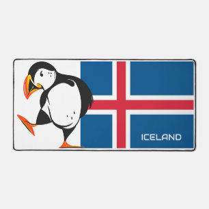 Island-Flagge mit Puffin Schreibtischunterlage