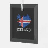 Island-Flagge Ornament Aus Glas (Vorderseite links)