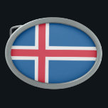 Island-Flagge Ovale Gürtelschnalle<br><div class="desc">Patriotische Flagge Islands.</div>
