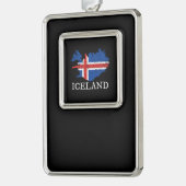 Island-Flagge Rahmen-Ornament Silber (Links)