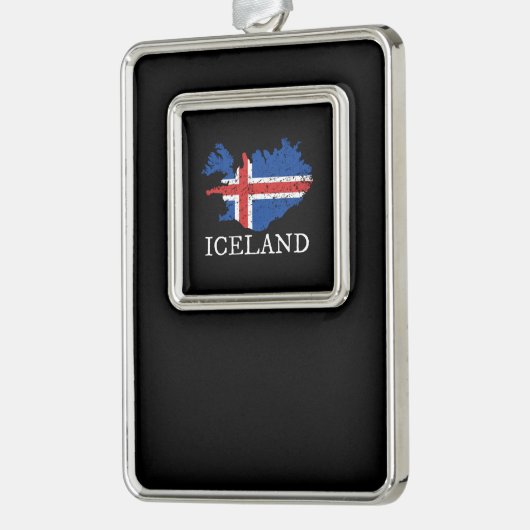 Island-Flagge Rahmen-Ornament Silber (Links)