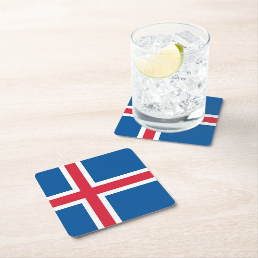 Island-Flagge Rechteckiger Pappuntersetzer (Vor Ort)