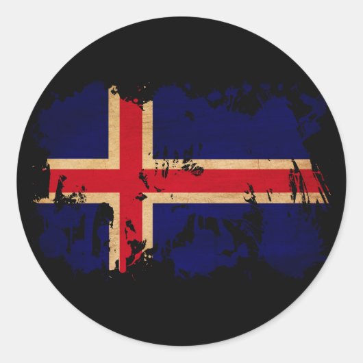 Island-Flagge Runder Aufkleber (Vorderseite)