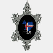 Island-Flagge Schneeflocken Zinn-Ornament (Links)