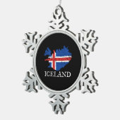 Island-Flagge Schneeflocken Zinn-Ornament (Rechts)