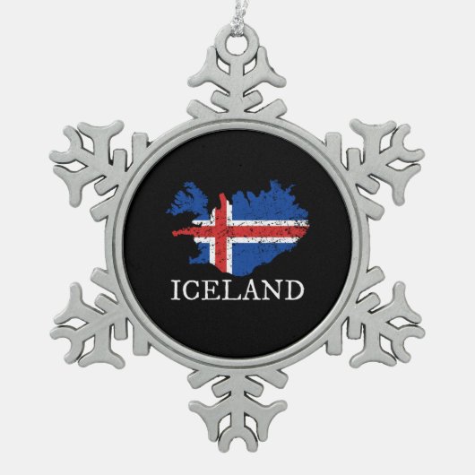 Island-Flagge Schneeflocken Zinn-Ornament (Vorderseite)