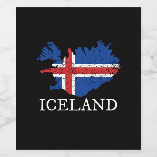 Island-Flagge Weinetikett (Einzelnes Label)