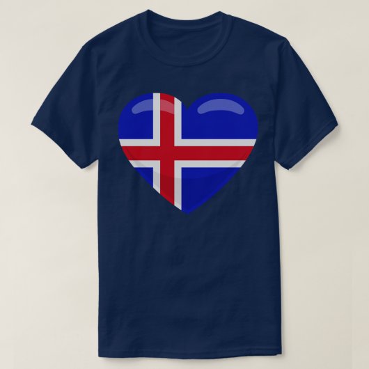 Island-Flaggenherz T-Shirt (Design vorne)
