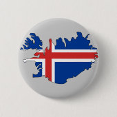 Island-Flaggenkarte Button (Vorderseite)