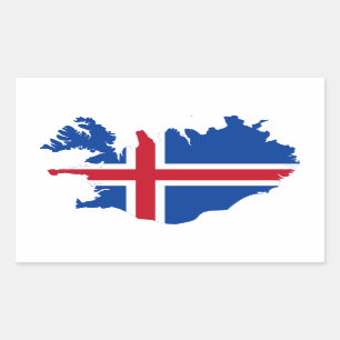 Island - Flaggenplan Ísland Rechteckiger Aufkleber