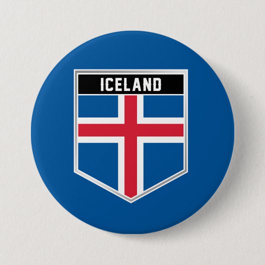 Island-Flaggenschild Button (Vorderseite)