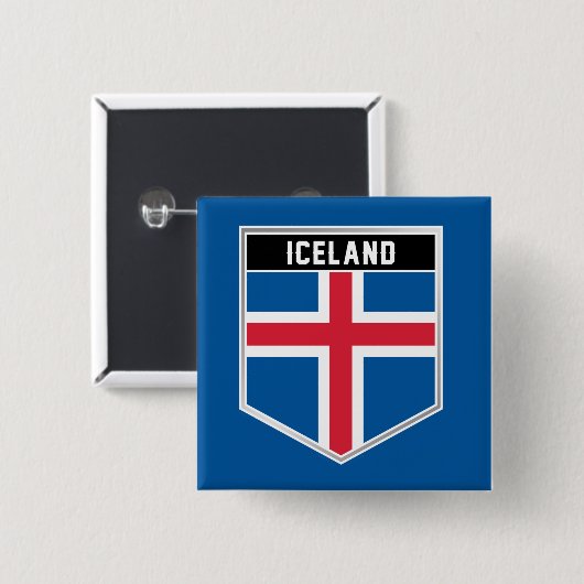 Island-Flaggenschild Button (Vorne & Hinten)