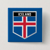 Island-Flaggenschild Button (Vorderseite)