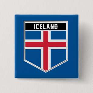 Island-Flaggenschild Button