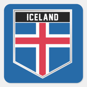 Island-Flaggenschild Quadratischer Aufkleber