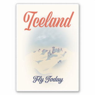 Island "Fliegen Sie heute" Vintage-Reiseposter Aufkleber