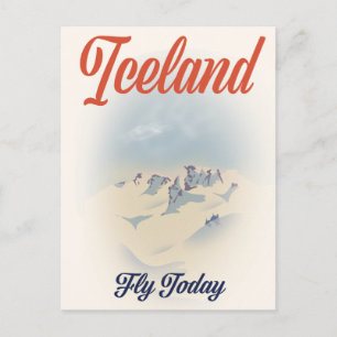 Island "Fliegen Sie heute" Vintage-Reiseposter Postkarte