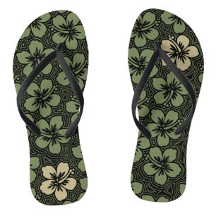 Island Floral Hawaiian Accent Hibiskus gestreift Badesandalen