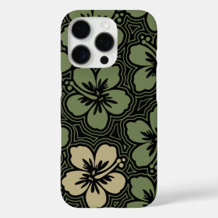Island Floral Hawaiian Hibiskus gestreift Olive iPhone 16 Pro Hülle