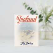 Island "Fly Today" Vintage Reiseplakat Postkarte (Stehend Vorderseite)