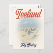 Island "Fly Today" Vintage Reiseplakat Postkarte (Vorne/Hinten)