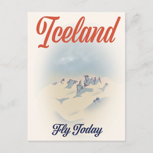 Island "Fly Today" Vintage Reiseplakat Postkarte (Vorderseite)