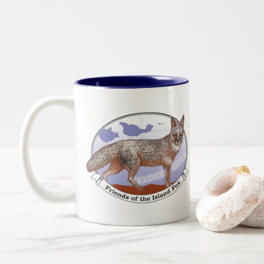 Island Fox Logo Tasse Blau Räume 11 oz (Mit Donut)