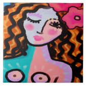 Island Girl Abstrakte digitale Malerei Fliese (Vorderseite)