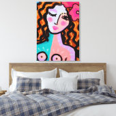 Island Girl Abstrakte digitale Malerei Leinwanddruck (Insitu (Schlafzimmer))