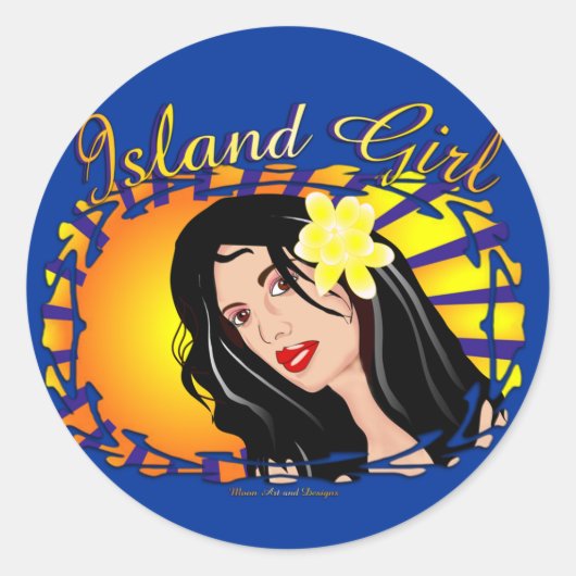 Island Girl Runder Aufkleber (Vorderseite)