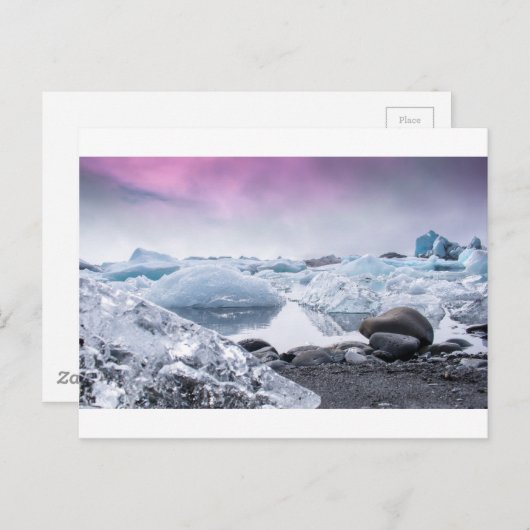 Island Glacier Lagoon Postkarte (Vorne/Hinten)