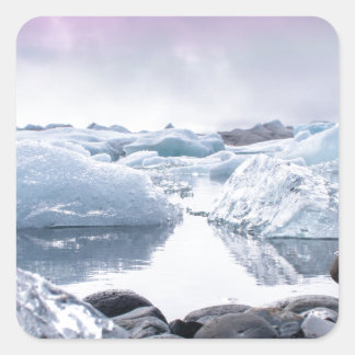 Island Glacier Lagoon Quadratischer Aufkleber