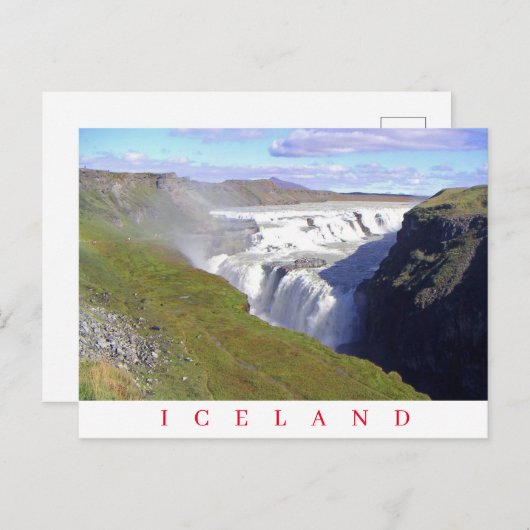 Island Gullfoss Wasserfall-Ansicht Postkarte (Vorne/Hinten)