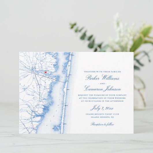 Island Heights NJ all-in-one QR Code UAWG Wedding Einladung (Stehend Vorderseite)