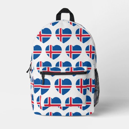 Island-Herz-Flagge Bedruckter Rucksack (Vorderseite)