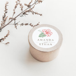 Island Hibiskus Wedding Runder Aufkleber