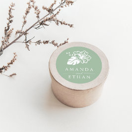 Island Hibiskus Wedding Runder Aufkleber