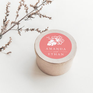 Island Hibiskus Wedding Runder Aufkleber