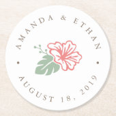 Island Hibiskus Wedding Runder Pappuntersetzer (Vorderseite)