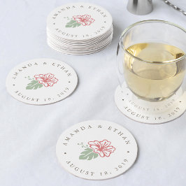 Island Hibiskus Wedding Runder Pappuntersetzer