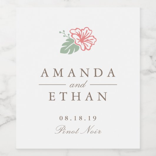 Island Hibiskus Wedding Weinetikett (Einzelnes Label)