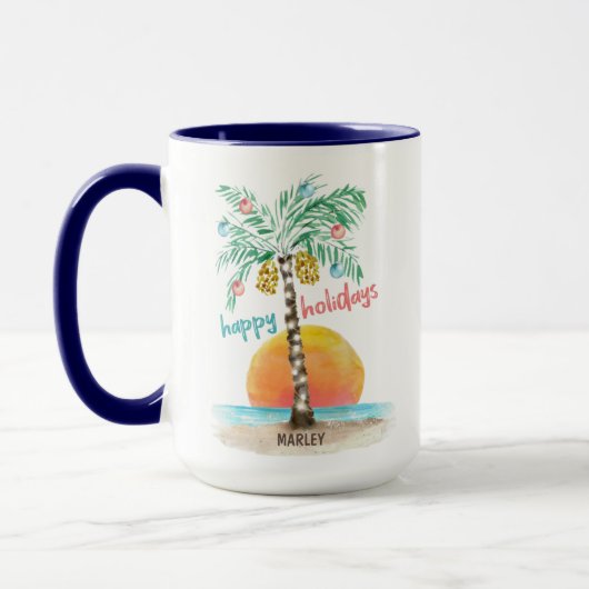 Island Holiday Tropical Beach Palm Tree Weihnachte Tasse (Links)