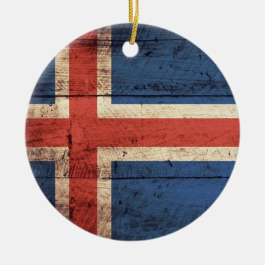 Island-Holzflagge Keramikornament (Vorne)