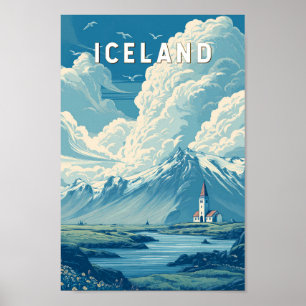 Island Illustration Reise Kunst Vintage Poster
