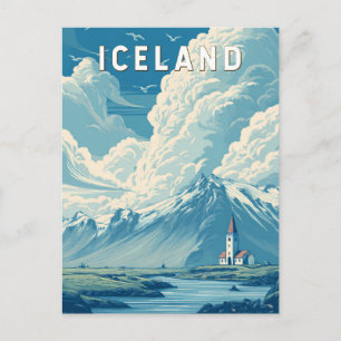 Island Illustration Reise Kunst Vintage Postkarte