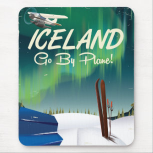 Island Island Vintage-Flugzeug-Reiseposter Mousepad