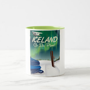 Island Island Vintage-Flugzeug-Reiseposter Zweifarbige Tasse
