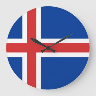 Island (isländische Flagge) Große Wanduhr